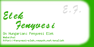 elek fenyvesi business card